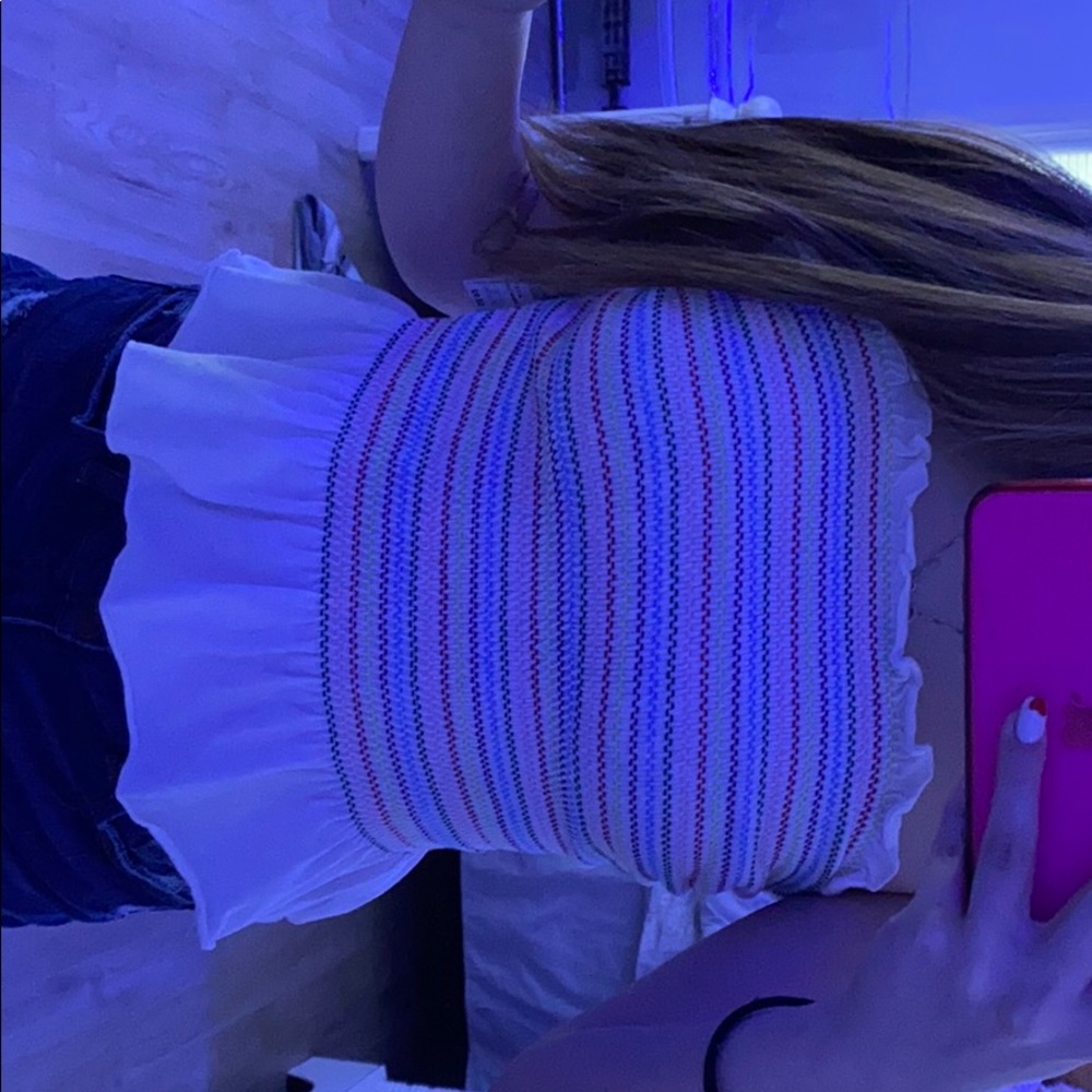 white and rainbow tube top